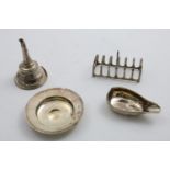 A MIXED LOT:- A George III small wine funnel, by Charles Fox, London 1816, a George III pap boat, an