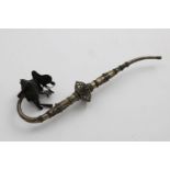 A LATE 19TH / EARLY 20TH CENTURY CHINESE OPIUM PIPE with applied wire decoration, the bowl with a