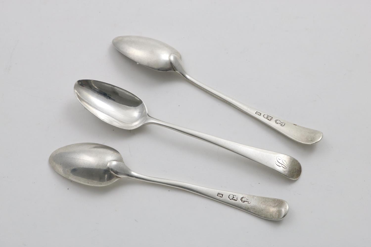 A SET OF THREE LATE 18TH CENTURY MALTESE TEA SPOONS Old English pattern, initialled "B", maker's