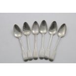 A SET OF SIX GEORGE IV / WILLIAM IV SCOTTISH PROVINCIAL FIDDLE PATTERN TEA SPOONS by M.