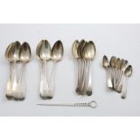 NEWCASTLE FLATWARE:- A set of six George III Old English pattern table spoons, initialled and