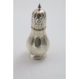 A LATE VICTORIAN SUGAR CASTER pear-shaped with fluting, by H. Matthews, Birmingham 1900; 8.25" (21