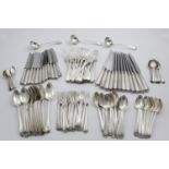 A GEORGE III COLLECTED SERVICE OF OLD ENGLISH THREAD PATTERN FLATWARE (SINGLE-STRUCK), TO