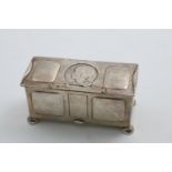 A LATE VICTORIAN ART NOUVEAU DRESSING TABLE BOX OR CASKET on domed circular feet