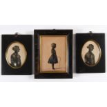 ENGLISH SCHOOL c.1840 Three silhouette portraits, each heightened with gilt viz. a pair , each of