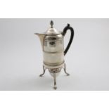A GEORGE III COFFEE BIGGIN ON STAND WITH BURNER decorated with reeded bands, the domed cover with