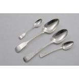 CHANNEL ISLES:- An early 19th century engraved table spoon and a tea spoon by Thomas de Gruchy and