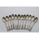 A RARE SET OF TEN VICTORIAN TEA SPOONS Princess No.2 pattern, crested, by George Adams, London