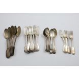 A QUANTITY OF ASSORTED FIDDLE PATTERN:- A set of six Victorian Scottish table spoons, nine various