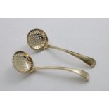 A PAIR OF GEORGE III SILVERGILT SUGAR SIFTER LADLES Old English Thread pattern, by George Smith &