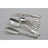CHANNEL ISLES:- Victorian Albert pattern flatware to include:- One table spoon, one butter knife,