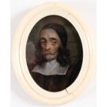 ENGLISH SCHOOL LATE 17TH CENTURY Portrait miniature, probably of the poet George Herbert (1593-