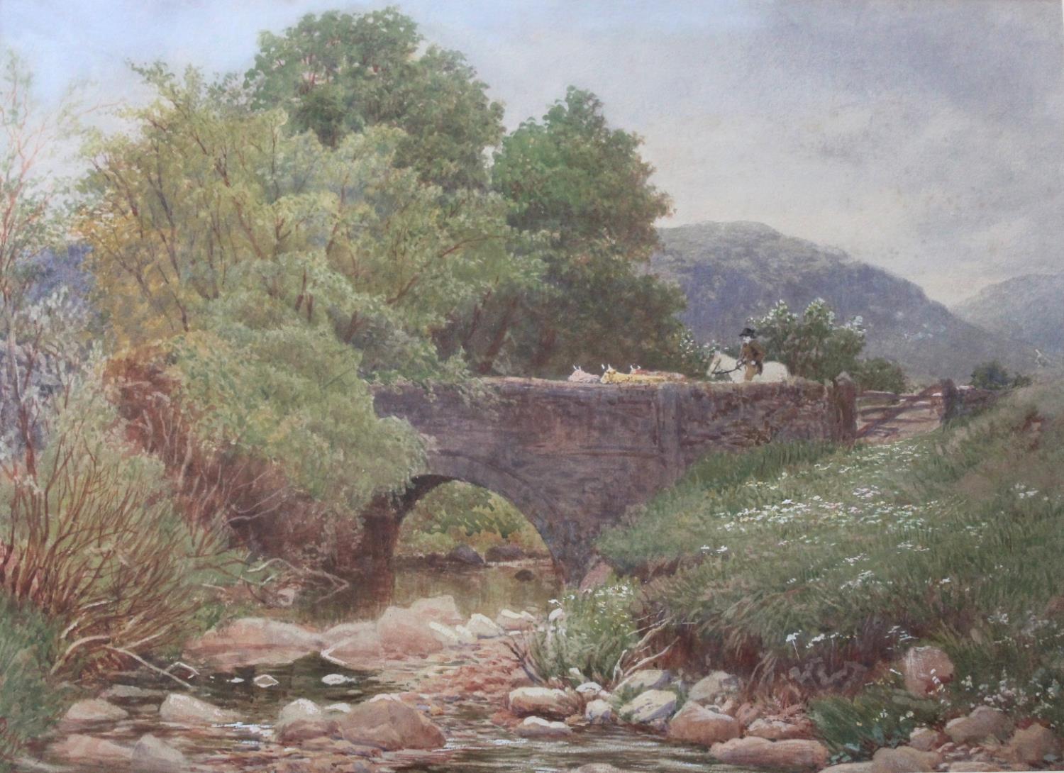 •RICHARD REDFERN (Fl.1873-1913) BRIDGE OVER A TRIBUTARY OF THE TEES Signed, watercolour 35 x 47.