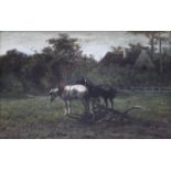 JOHANNES MARTINUS (JAN) VROLYK (1845-1894) FARM HORSES: THE MIDDAY REST Signed and dated f 75,