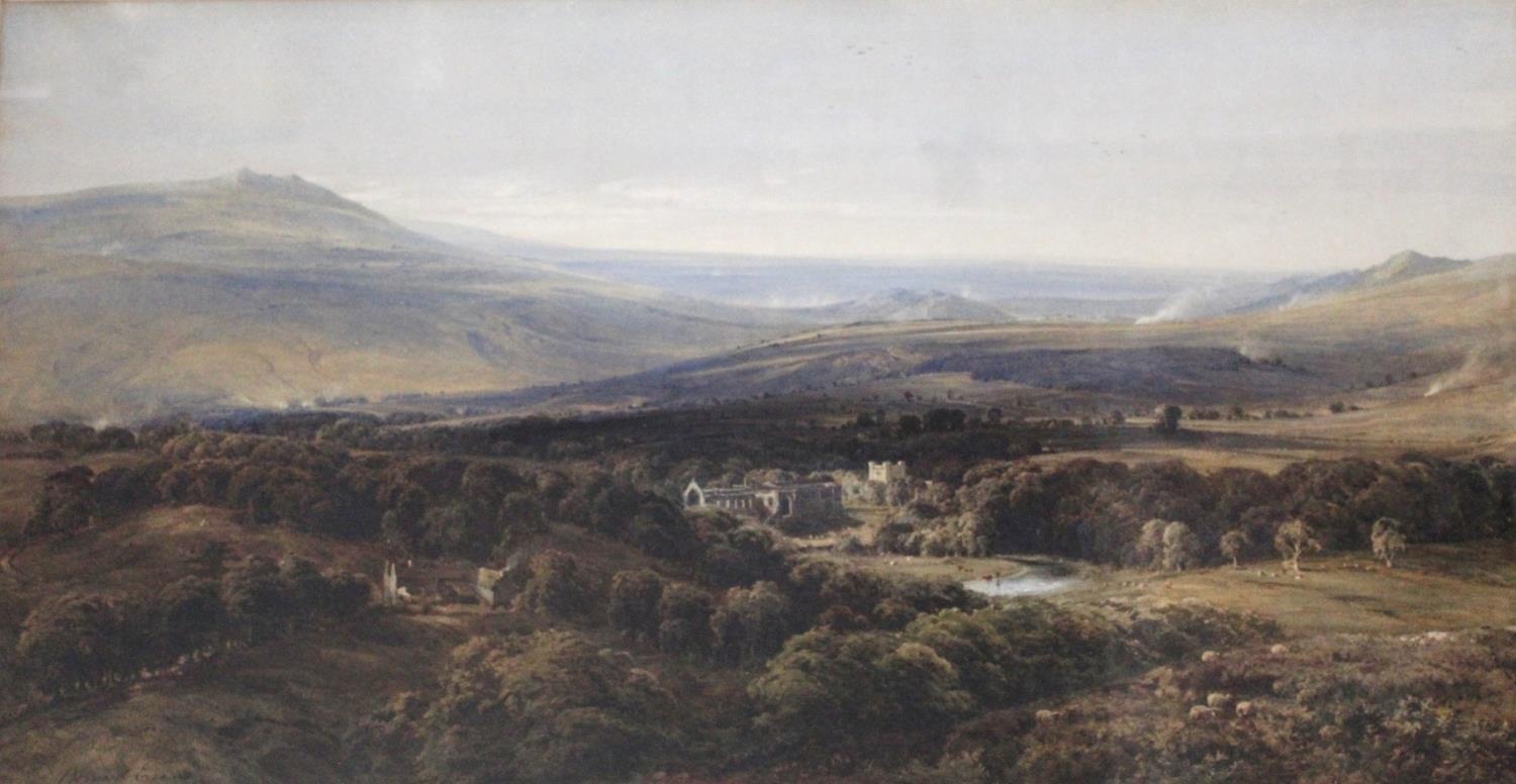 BERNARD WALTER EVANS (1848-1922) BOLTON ABBEY AND WHARFEDALE, YORKSHIRE Signed, watercolour 39 x