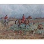 FRANK ALGERNON STEWART (1877-1945) THE BLANKNEY: HUNTSMAN HARRY LAND WITH HOUNDS Signed, watercolour