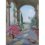 EDITH HELENA ADIE (1865-1947) VILLA CAPPONI, FLORENCE Signed, watercolour 36 x 26cm. Provenance: