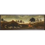 ENGLISH PROVINCIAL SCHOOL, 18th CENTURY HARE COURSING SCENE Oil on panel, possibly from an