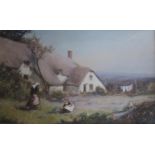 JOHN WHITE (1851-1933) HELPING GRANNIE, BRANSCOMBE Signed, watercolour and bodycolour 28 x