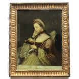 AFTER MARY BENWELL (1739-1800) THE STUDIOUS FAIR Glass print (coloured mezzotint) by C. Spooner,