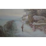 JOHN WHITE (1851-1933) THE TIMBER WAGGON: A HALT BY THE WAY, BRANSCOMBE Signed, bears old