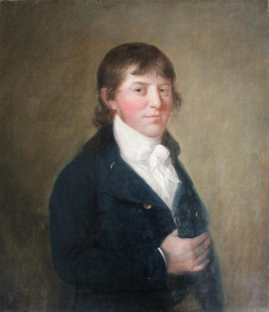 CIRCLE OF OZIAS HUMPHRY (1742-1810) PORTRAIT OF A YOUNG GENTLEMAN Quarter length, wearing a blue