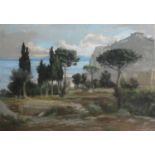 FELIX HIPPOLYTE LANOUE (1812-1872) VILLA IL FORTINO, CAPRI Signed, indistinctly dated, inscribed