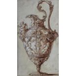 ITALIAN SCHOOL, 18th CENTURY DESIGN FOR A EWER Pen and brown ink with brown wash, heightened with