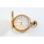 AN 18CT GOLD FULL HUNTING CASED POCKET WATCH BY A. LANGE & SOHNE, DRESDEN the signed white enamel