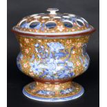 RARE SPODE POT POURRI COVER & LINER - GROUPS PATTERN a large and rare pot pourri circa 1815-1820,