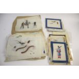 CHINESE RICE PAINTINGS a collection of loose rice paintings, including various figures including a