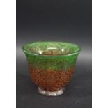 ART GLASS VASE probably by Monart, the vase of curved shape with flared rim and with a green and