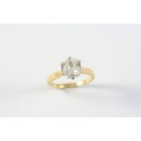 A DIAMOND SOLITAIRE RING the cushion-shaped old-cut diamond weighs approximately 2.20 carats and