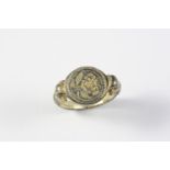 A MID 16TH CENTURY CONTINENTAL SILVER GILT RING with rose foliate decoration, circa 1550. Size O