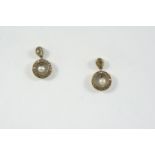 A PAIR OF VICTORIAN DIAMOND AND PEARL EARRINGS each set with an untested pearl drop set within a