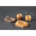ROBERT THOMPSON OF KILBURN - MOUSEMAN a mixed lot including two small oak dishes and two oak