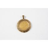A GOLD HALF SOVEREIGN 1982, in a 9ct gold pendant mount, total weight 7.2 grams