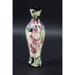 MOORCROFT LIMTED EDITION VASE a slender vase in the Pink Passion design, No 13 of 30 and designed by