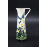 MOORCROFT TRIAL JUG - BLUE TIT a slender trial jug in the Blue Tit design, marked Moorcroft,