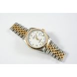 A GENTLEMAN'S STAINLESS STEEL AND GOLD OYSTER PERPETUAL DATEJUST WRISTWATCH BY ROLEX the signed