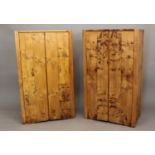 DAVID LINLEY - PAIR OF CUPBOARDS a pair of two door burr elm wooden cupboards, each with