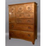 HEAL'S LIMED OAK TALLBOY/CUPBOARD - AMBROSE HEAL a limed oak tallboy or cupboard with five various