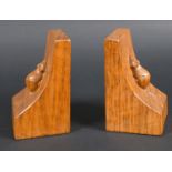 ROBERT THOMPSON OF KILBURN - PAIR OF MOUSEMAN BOOKENDS a pair of oak adzed bookends, both carved