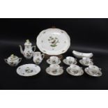 HEREND BREAKFAST SET - ROTHSCHILD BIRD comprising a oval dish (31cms across), small coffee pot (