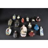 CHINESE SNUFF BOTTLES a collection of 15 late 19thc and 20thc various snuff bottles, some in