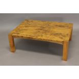 DAVID LINLEY - DESIGNER COFFEE TABLE a coffee table with a burr elm wooden top supported on straight
