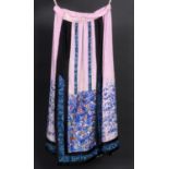 CHINESE SILK SKIRT a pink silk pleated Chinese skirt embellished with panels of vibrant butterfly