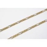 AN 18CT GOLD FLAT CURB LINK NECKLACE formed with long and short links, 50cm long, 44.7 grams