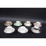 ANTIQUE COFFEE CANS & SAUCERS a mixed lot including a Flight Barr Barr coffee can and saucer, with a