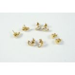 A PAIR OF 18CT GOLD STUD EARRINGS 1.3 grams, together with three pairs of 9ct gold stud earrings,